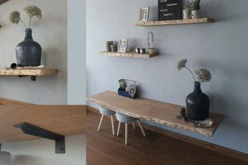 Eiken tafelblad zwevende montage recht geschaafd