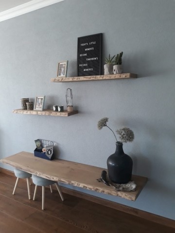 Eiken tafelblad zwevende montage