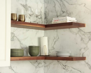 Eiken wandplank hoekopstelling 0