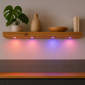 Eiken wandplank met kleuren led