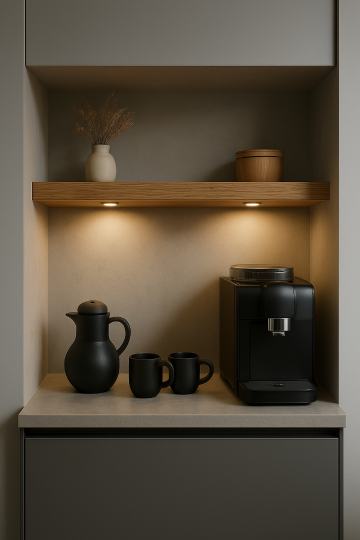 Eiken wandplank met led verlichting in nis