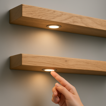 Eiken wandplanke met touch verlichting