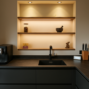 Eiken wandplanken met ledstip