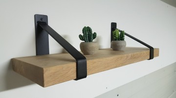 Stalen plankdragers met eiken wandplank 0