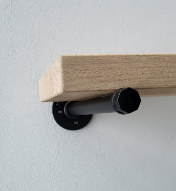 Zwarte stalen buisdrager voor wandplank eiken 0