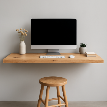 Zwevend bureau van eiken