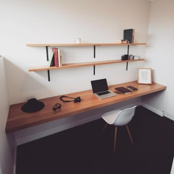 Zwevend eiken bureaublad recht geschaafd 0