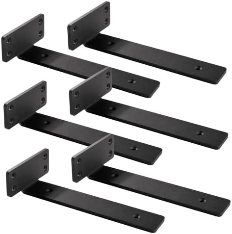 Maison DAM - 1x Industriële Plankdrager L Vorm 20 Cm Mat Zwart Gepoedercoat Ambachtelijk Trend Handmade Muurplankdrager Wandrager Metaal Zware Belasting Incl Bevestigingsmateriaal Schroefbit